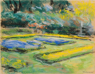 Terrasse de fleurs dans le jardin du Wannsee vers le nord-ouest - Max Liebermann — artwork view
