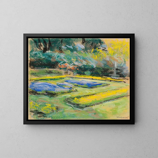 Terrasse de fleurs dans le jardin du Wannsee vers le nord-ouest - Max Liebermann — framed artwork on a wall
