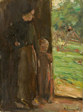 Max Liebermann - Buerin mit Kind unter der Tr Frau und Kind in der Haustr.webp