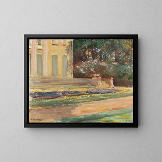 La terrasse de fleurs dans le jardin du Wannsee vers le nord-ouest - Max Liebermann — framed artwork on a wall