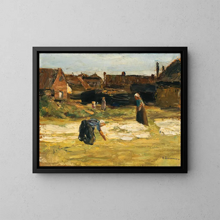 Corner of the Village with Laundry - Max Liebermann — framed artwork on a wall