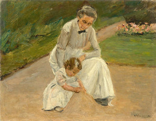Petite-fille et nourrice jouant dans le jardin - Max Liebermann — artwork view