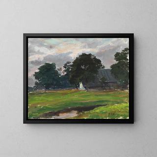 Dutch peasant house painting - Max Liebermann — framed artwork on a wall