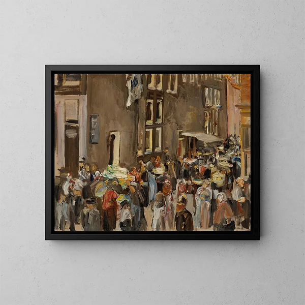 Rue des Juifs in Amsterdam, corner of Uilenburgersteeg and Jodenbreestraat - Max Liebermann — framed artwork on a wall