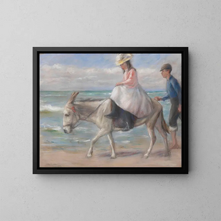 Child riding a donkey - Max Liebermann — framed artwork on a wall