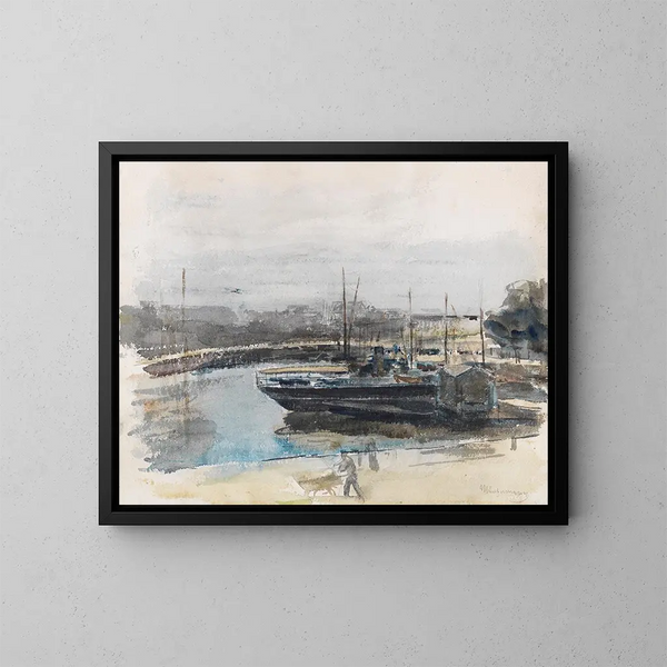 Quai à Hambourg - Max Liebermann — framed artwork on a wall