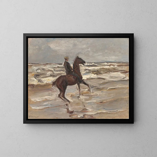 Cavalier at the Edge of the Sea on the Right - Max Liebermann — framed artwork on a wall