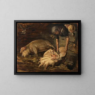 Living room of the suckling pig - Max Liebermann — framed artwork on a wall