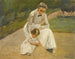 The artist's granddaughter and her nurse playing in the garden - Max Liebermann — artwork view