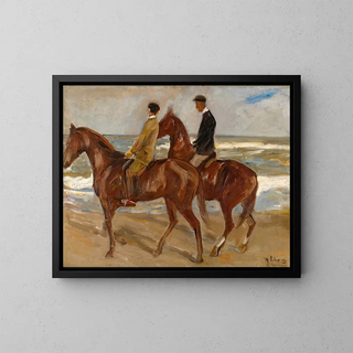 Two horsemen on the beach - Max Liebermann — framed artwork on a wall
