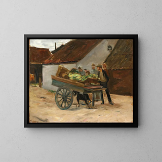 Vegetable cart with dog - Max Liebermann — framed artwork on a wall