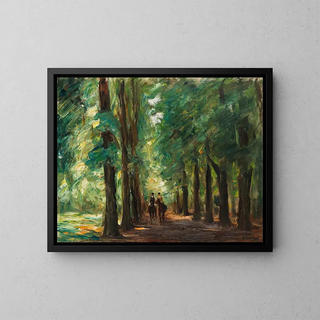 Two horsemen in the alley near Sakrow - Max Liebermann — framed artwork on a wall