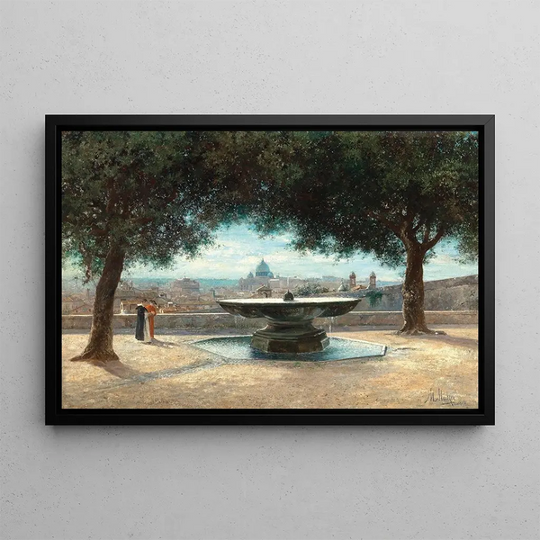 Rome view of the city from the Villa Médicis fountain - Max Merker — framed artwork on a wall