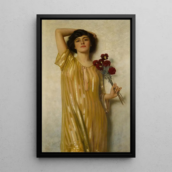 Dame in Yellow - Max Nonnenbruch — framed artwork on a wall