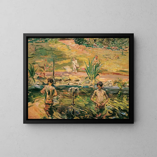 Boys Swimming - Max Slevogt — framed artwork on a wall