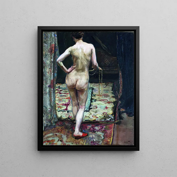 Female nude painting from behind - Max Slevogt — framed artwork on a wall