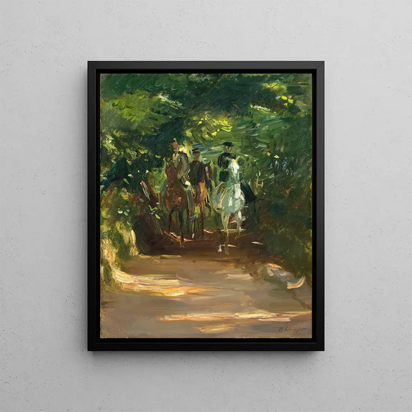 Horse riding group in the forest - Max Slevogt — framed artwork on a wall