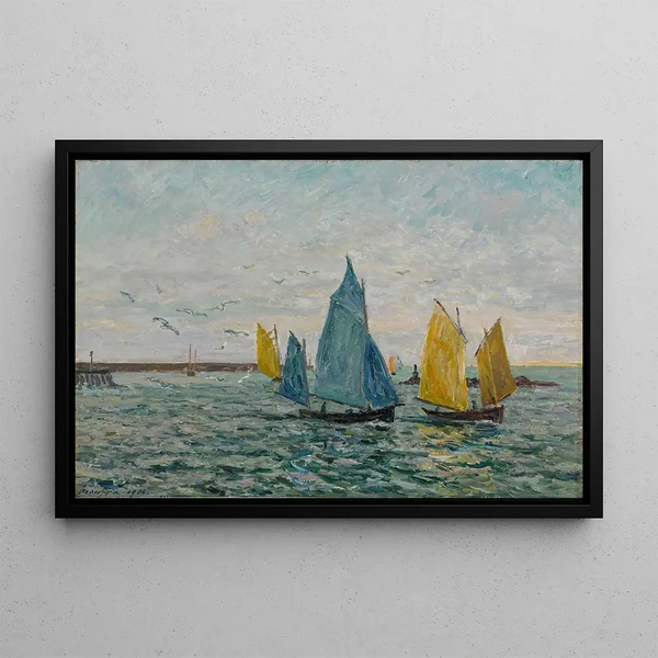 The Return of the Shrimp Boats, Le Croisic - Maxime Maufra — framed artwork on a wall