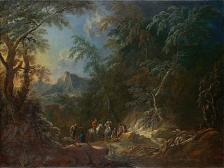 Landscape painting of a forest at dusk - Maximilian Joseph Schinnagl — artwork view