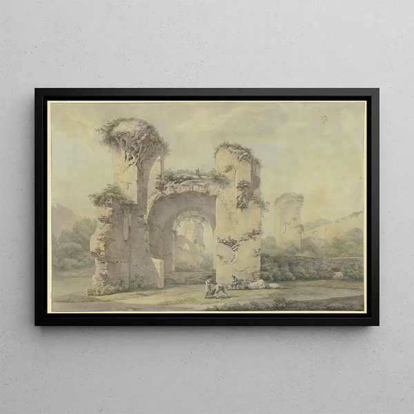 Roman Ruins with Barrel Vault, Caracalla Baths - Maximilian von Verschaffelt — framed artwork on a wall