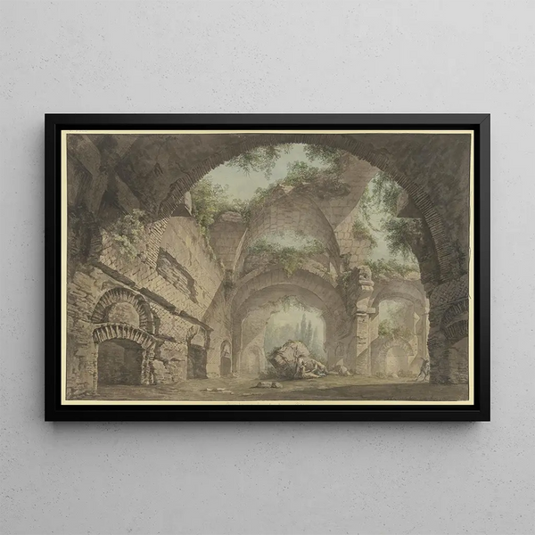 the Roman ruins hall of the basilica of Constantine - Maximilian von Verschaffelt — framed artwork on a wall