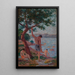 Saint-Tropez bathers under the pine grove - Maximilien Luce — framed artwork on a wall