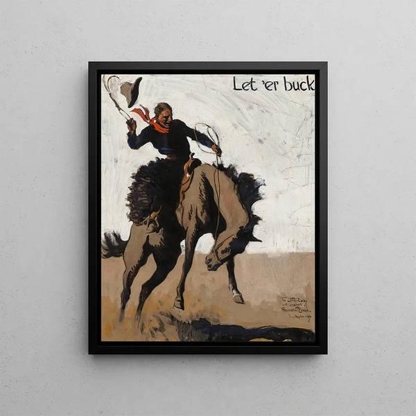 Laissez Buck Pendleton Round Up - Maynard Dixon — framed artwork on a wall