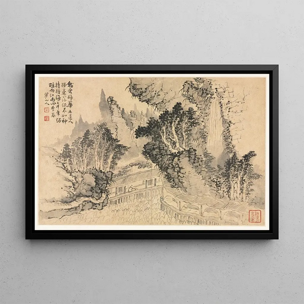 Landscapes in Various Styles after the Old Masters 2 - Mei Qing — framed artwork on a wall