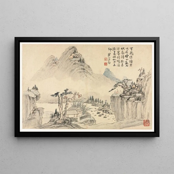Landscape Painting in Various Styles after the Old Masters 3 - Mei Qing — framed artwork on a wall