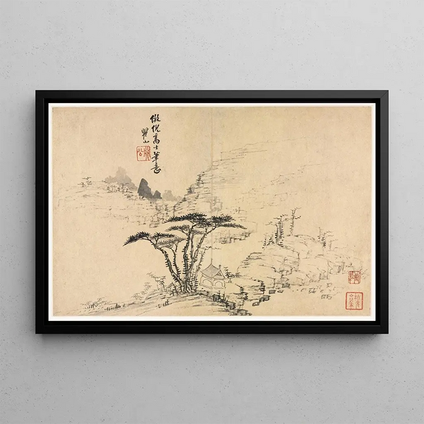 Landscapes in Various Styles after the Old Masters 5 - Mei Qing — framed artwork on a wall
