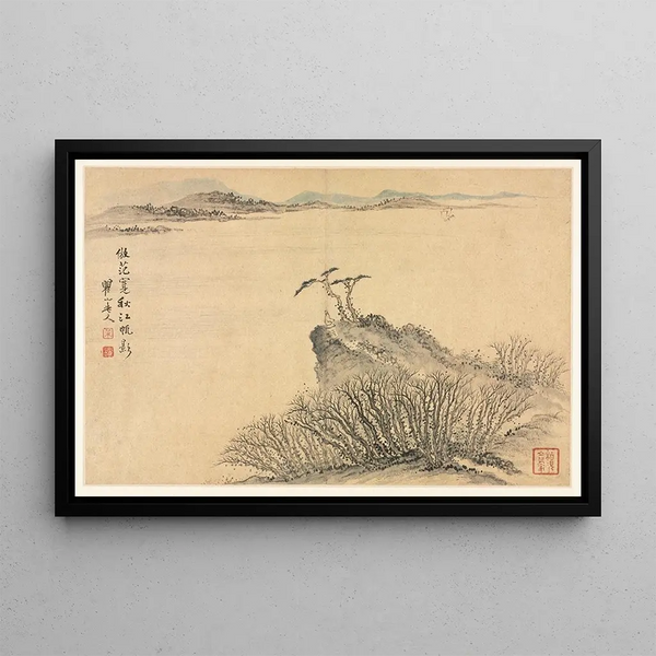 Landscape painting in various styles after the old masters 8 - Mei Qing — framed artwork on a wall