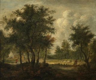 Landscape painting with figures - Meindert Hobbema — artwork view