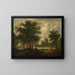 Landscape painting with figures - Meindert Hobbema — framed artwork on a wall