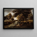 Landscape painting with figures on a path - Meindert Hobbema — framed artwork on a wall