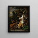 a still life of game with a hare hanging, a boar's head, and a musket in a landscape - Melchior d'Hondecoeter — framed artwork on a wall