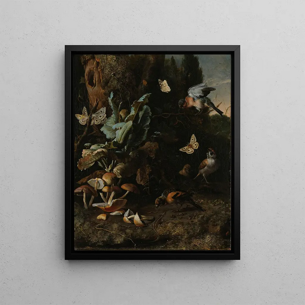 Animal and plant - Melchior d'Hondecoeter — framed artwork on a wall
