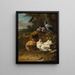 Chickens and Pigeons in a Landscape - Melchior d'Hondecoeter — framed artwork on a wall