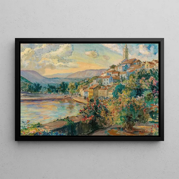 View of Novi Vinodolski - Menci Clement Crnčić — framed artwork on a wall