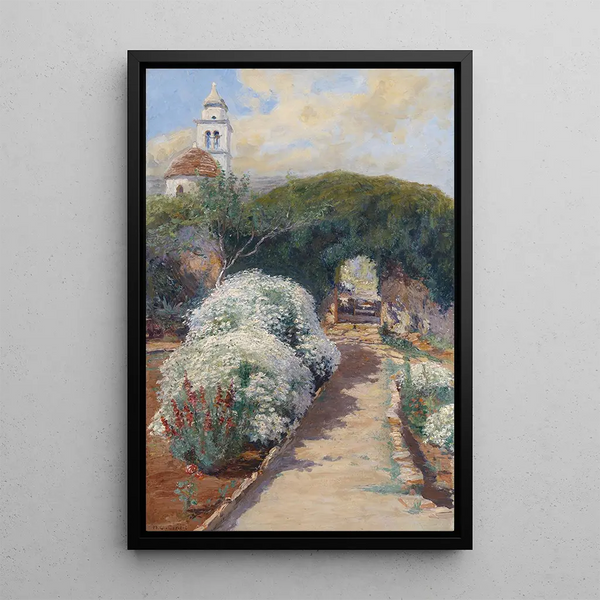 Monastery Garden in Bloom - Menci Clement Crnčić — framed artwork on a wall