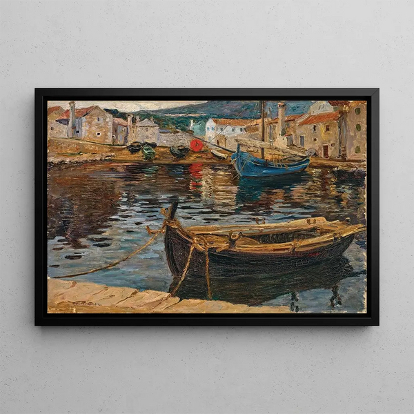 The Port of Kraljevica - Menci Clement Crnčić — framed artwork on a wall