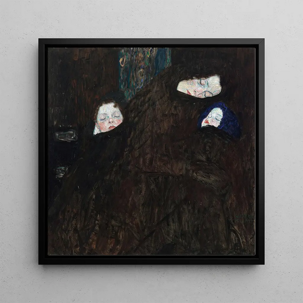 Mother with Two Children - Gustav Klimt — framed artwork on a wall