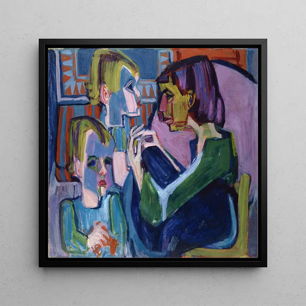 Mother with children - Albert Müller — framed artwork on a wall