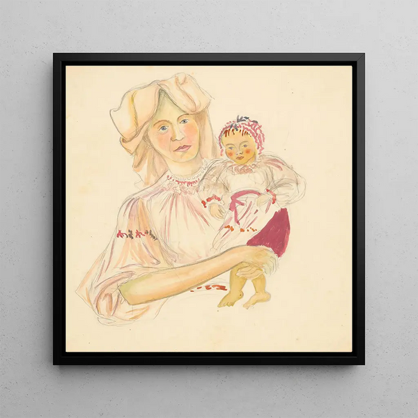 Mother with Child - Jan Novák — framed artwork on a wall
