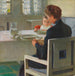 Mother and Child at the Table During Breakfast - Carl Moll — displayed in an interior