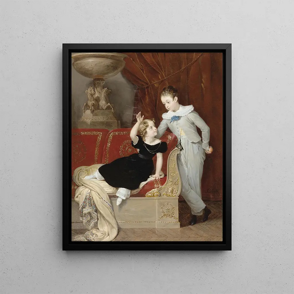 Portrait of Two Children in an Empire-style Interior - Merry-Joseph Blondel — framed artwork on a wall
