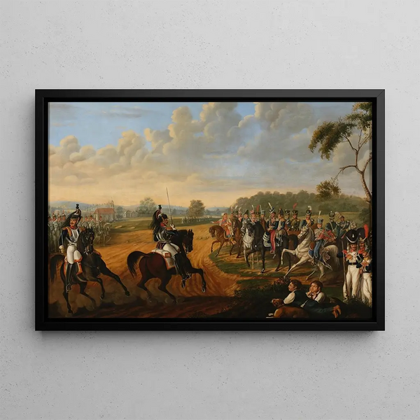Inspection of the 14th Regiment of Cuirassiers of the Duchy of Warsaw - Michał Chylewski — framed artwork on a wall