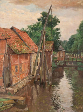 Micha GorstkinWywirski - View of a village with stream.webp