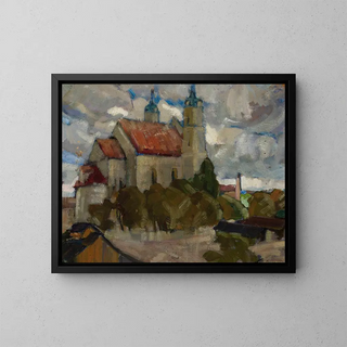 Church among the trees - Michał Rouba — framed artwork on a wall