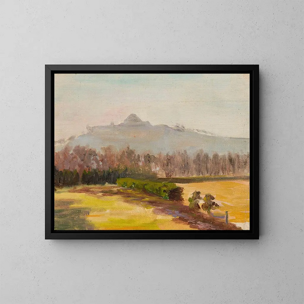 Landscape Painting with a view of Mount Kościuszko - Michał Rouba — framed artwork on a wall