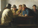 Fishermen around a table drinking a glass after work - Michael Ancher — artwork view